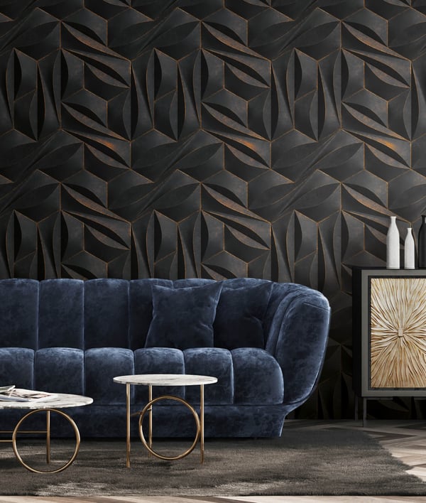 Foto tapet Profhome 391791-GU varmt stemplet ikke-vævet tapet glat 3D mat antracit sort grå guld bronze 1,59 m x 2,8 m