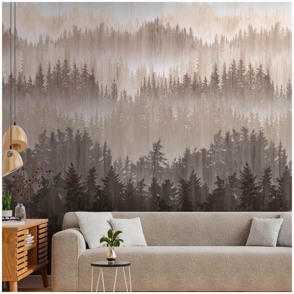 Fototapet Profhome 391812-GU heta präglade non-woven tapet slät skog matt brun beige grå grädde 1,59 m x 2,8 m