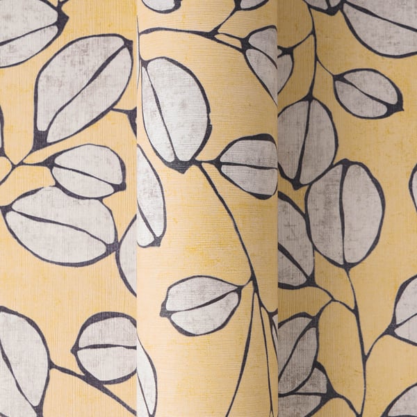Country stil tapet Profhome 791483-GU heta präglade non-woven tapet lätt texturerad blomster matt gul ljus grå blå 5,33 m2