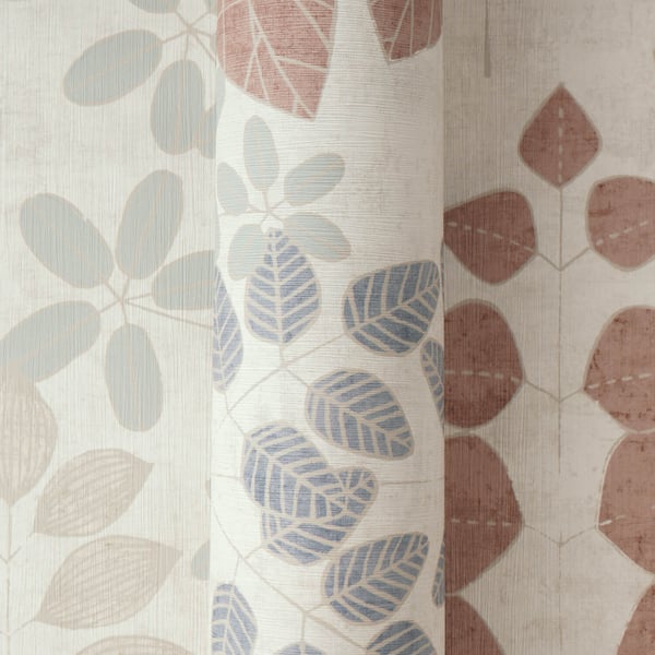 Provence stil Profhome 791493-GU varmt stemplet ikke-vævet tapet lidt tekstureret blomster mat fløde blå beige brun 5,33 m2
