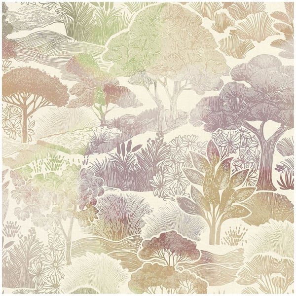 Natur tapeter Profhome 791851-GU heta präglade non-woven tapet lätt texturerad skog matt grädde grön pastell violett grå beige 5,33 m2
