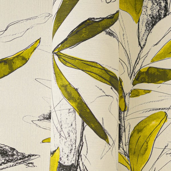 Grafisk tapet Profhome 791875-GU heta präglade non-woven tapet lätt texturerad blomster matt grädde oliv grön svart grädde 5,33 m2