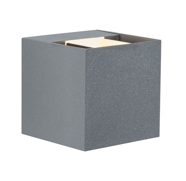 Paulmann LED vägglampa Cybo IP65 vinkelformad 80x80 mm 2700K 2x3,5W 2x213lm 230V 40-120° Grå Aluminium