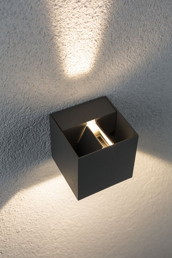 Paulmann LED vägglampa Cybo IP65 vinkelformad 80x80 mm 2700K 2x3,5W 2x213lm 230V 40-120° Grå Aluminium
