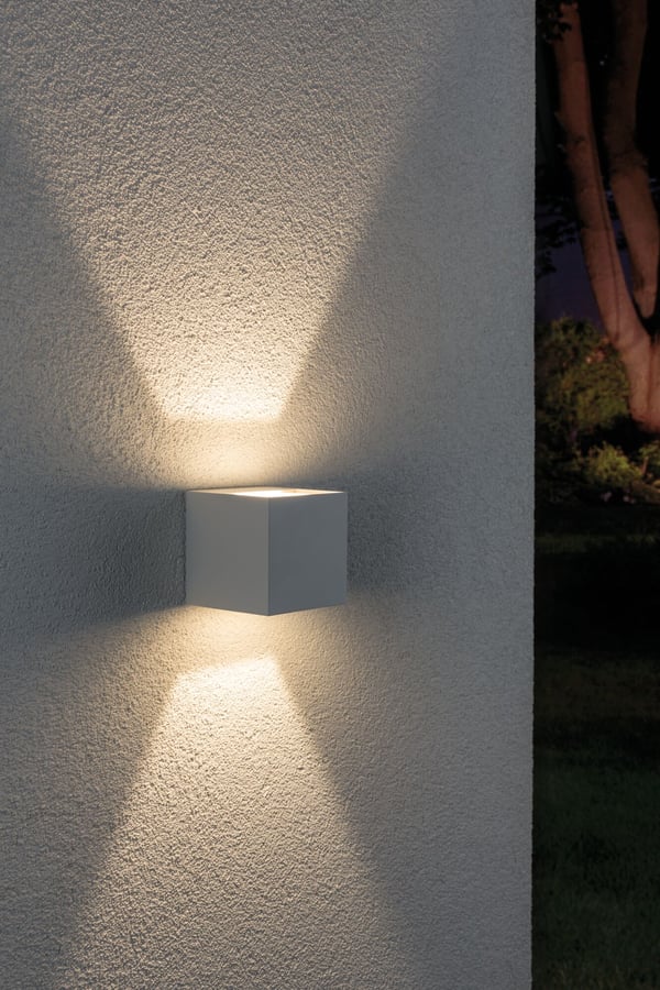 Paulmann LED vägglampa Cybo IP65 vinkelformad 80x80 mm 2700K 2x3,5W 2x213lm 230V 40-120° Vit Aluminium