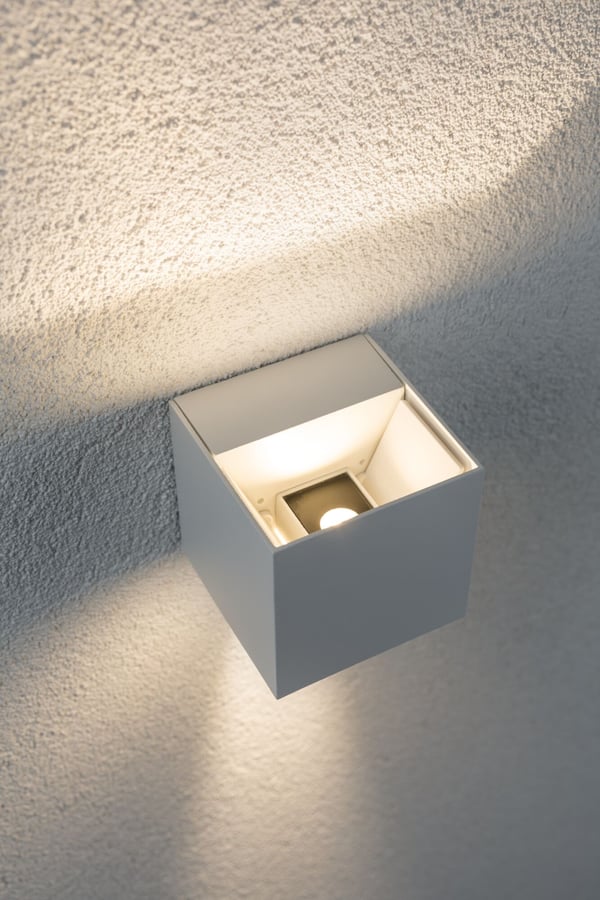 Paulmann LED vägglampa Cybo IP65 vinkelformad 80x80 mm 2700K 2x3,5W 2x213lm 230V 40-120° Vit Aluminium