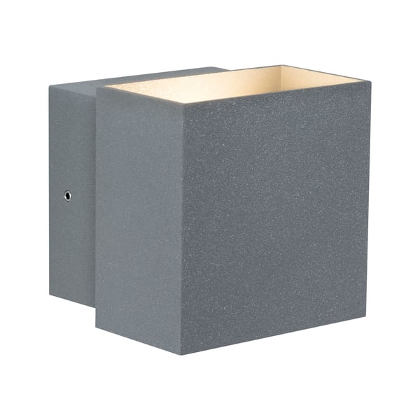 Paulmann LED vägglampa Cybo IP65 vinkelformad 100x100 mm 2700K 2x3,5W 2x200lm 230V 85° Grå Aluminium