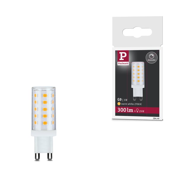 Paulmann Standard 230V LED stiftfattning G9 300lm 3W 2700K dimbar Klar