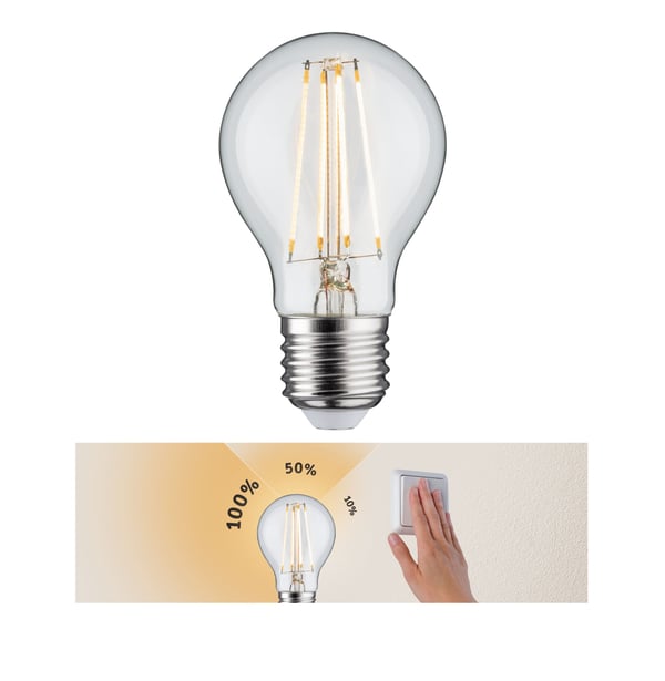 Paulmann Filament 230V 3-Step-Dim LED-glödlampa E27 4x806lm 4x8W 2700K dimbar Klar Paulmann Filament 230V 3-Step-Dim LED-glödlampa E27 4x806lm 4x8W 2700K dimbar Klar