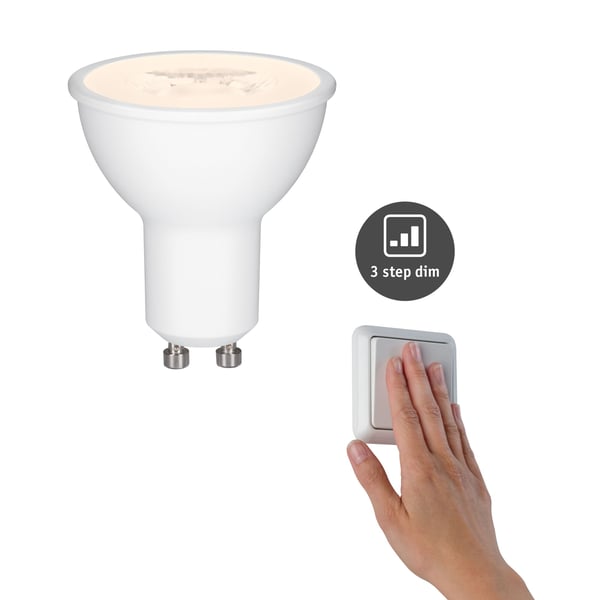 Paulmann Standard 230V 3-Step-Dim LED-reflektor GU10 460lm 6,5W 2700K dimbar Vit