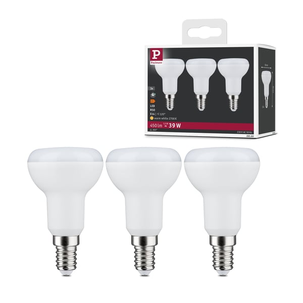 Paulmann Standard 230V LED-reflektor R50 E14 Set om 3 3x450lm 3x5,5W 2700K Opal