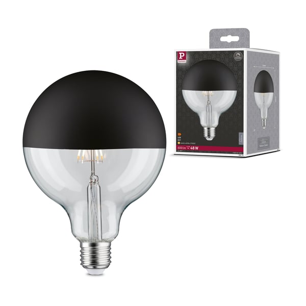 Paulmann Modern Classic Edition Standard 230V LED Globe Huvudspegel E27 G125 600lm 6,5W 2700K dimbar Toppreflektor svart matt