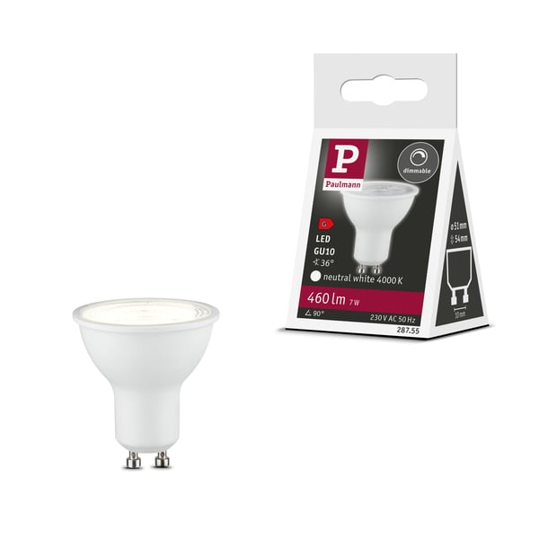 Paulmann Standard 230V LED-reflektor GU10 460lm 7W 4000K dimbar Vit matt