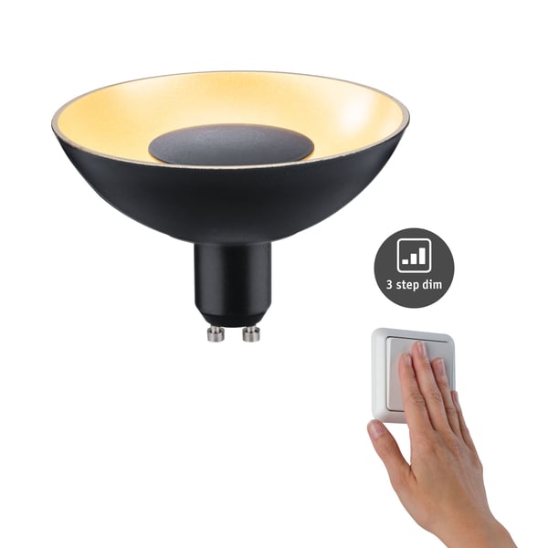 Paulmann LED reflektor 3-Step-Dim GU10 230V 170lm 4,9W 1900K dimbar Svart, Guld