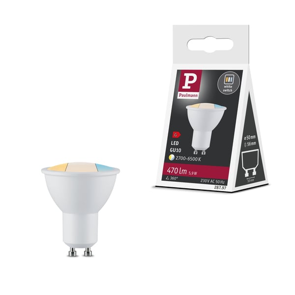 Paulmann Standard 230V LED-reflektor GU10 470lm 5,9W White Switch Vit