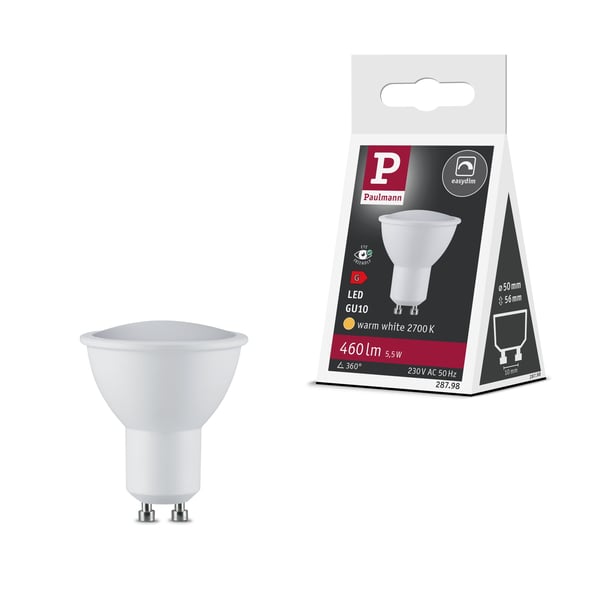 Paulmann Standard 230V Easy Dim LED-reflektor GU10 460lm 5,5W 2700K dimbar Vit