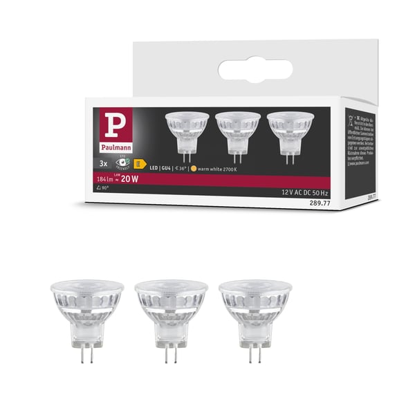 Paulmann Standard 12V LED-reflektor GU4 3x184lm 3x1,8W 2700K Silver Paulmann Standard 12V LED-reflektor GU4 3x184lm 3x1,8W 2700K Silver
