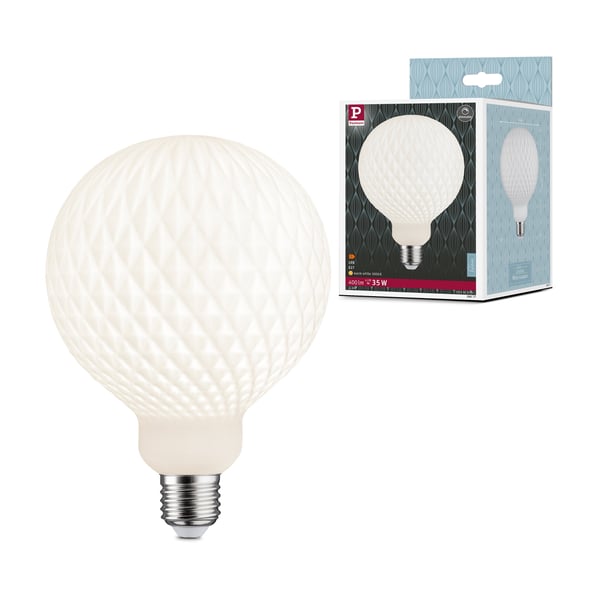 White Lampion Filament 230V LED Globe G125 E27 400lm 4,3W 3000K dimbar Vit