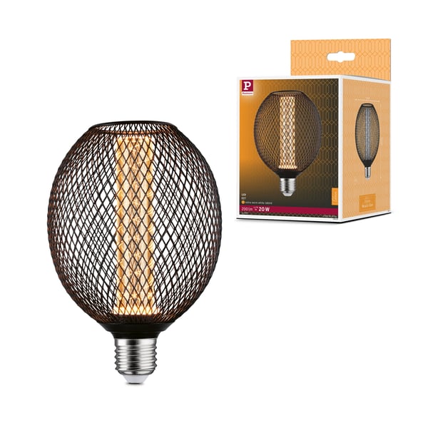 Paulmann Metallic Glow Standard 230V LED Globe E27 200lm 4,2W 1800K Svart Paulmann Metallic Glow Standard 230V LED Globe E27 200lm 4,2W 1800K Svart