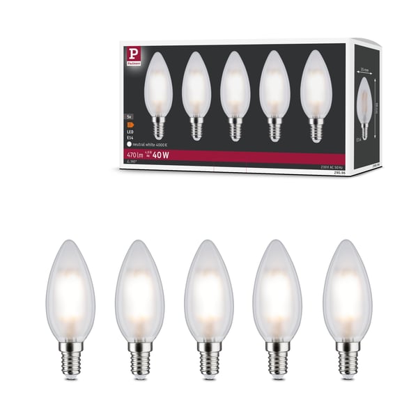 Paulmann Filament 230V LED-stearinljus E14 5x470lm 5x4,8W 4000K Matt
