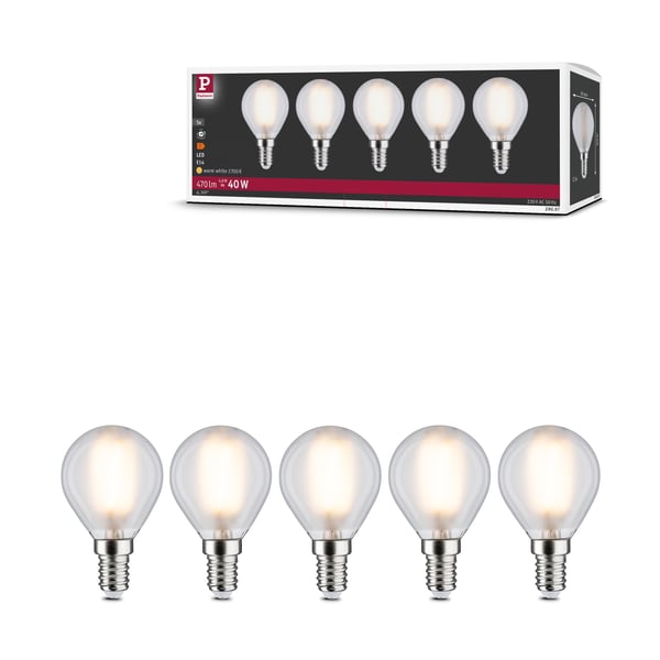 Filament 230V LED-droppe E14 5x470lm 5x4,8W 2700K Matt