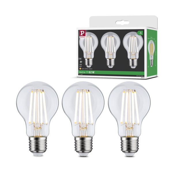 Paulmann Efficient-Line Filament 230V LED-glödlampa E27 Set om 3 3x840lm 3x4W 3000K Klar