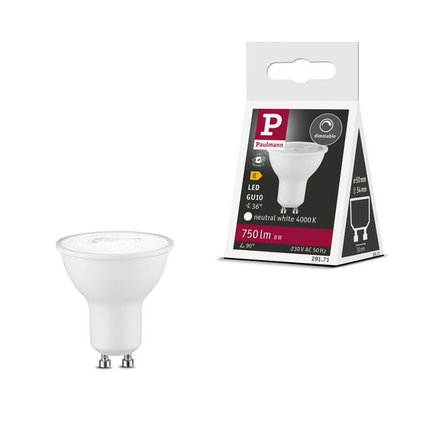 Standard 230V LED-reflektor GU10 750lm 8W 4000K dimbar Vit matt