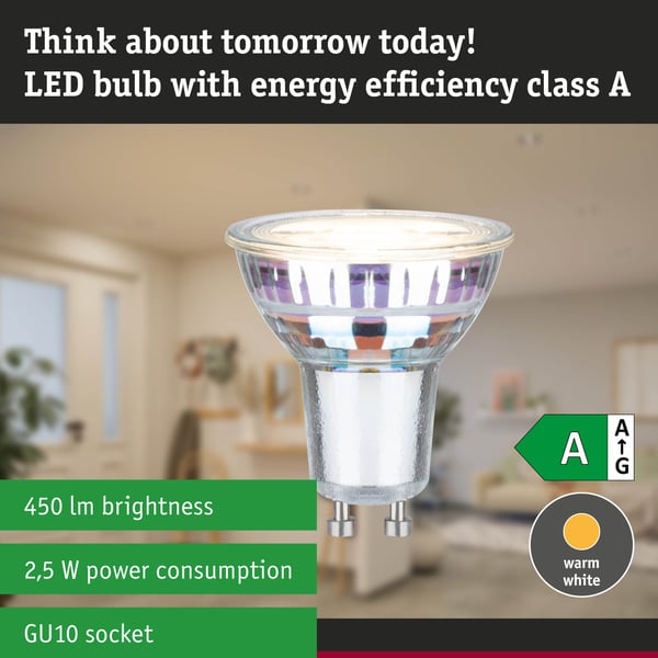 Paulmann Efficient-Line Standard 230V LED-reflektor GU10 Set om 1 450lm 2,5W 3000K Silver