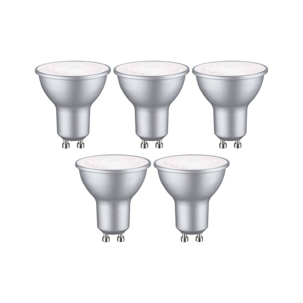 Paulmann Standard 230V LED-reflektor GU10 Set om 5 5x460lm 5x4,9W 4000K Vit aluminium