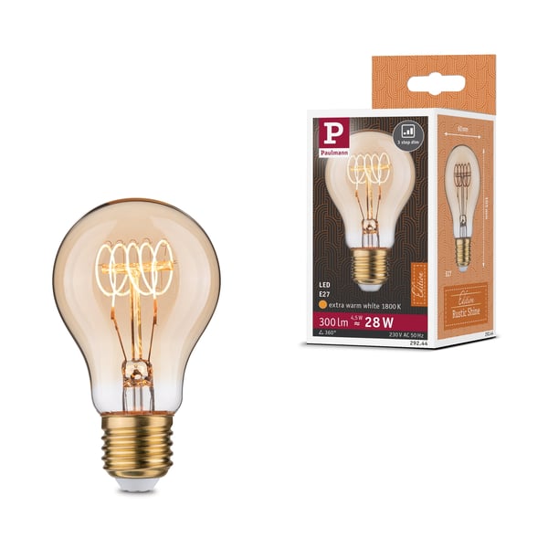 Paulmann Rustic Shine Standard 230V LED-glödlampa E27 300lm 4,5W 1800K dimbar Guld
