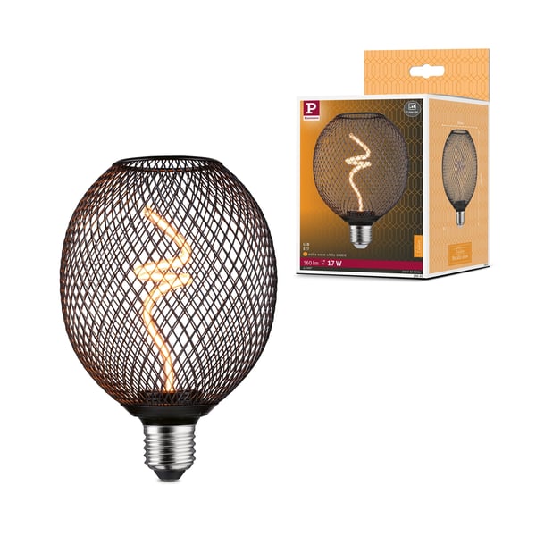 Paulmann Metallic Glow Standard 230V LED Globe E27 160lm 4W 1800K dimbar Svart