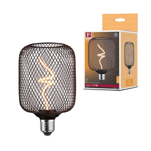 Paulmann Metallic Glow Standard 230V LED-ljuskälla Zyl E27 160lm 4W 1800K dimbar Svart
