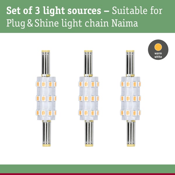Paulmann Plug & Shine LED kontaktdon Naima Ersättningslampa Set om 3 3000K 100lm