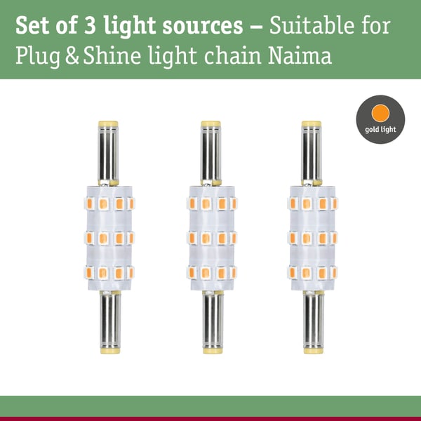 Paulmann Plug & Shine LED kontaktdon Naima Ersättningslampa Set om 3 2200K 90lm