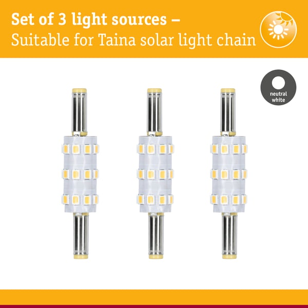 Paulmann Solenergi LED kontaktdon Taina Ersättningslampa Set om 3 4000K 60lm