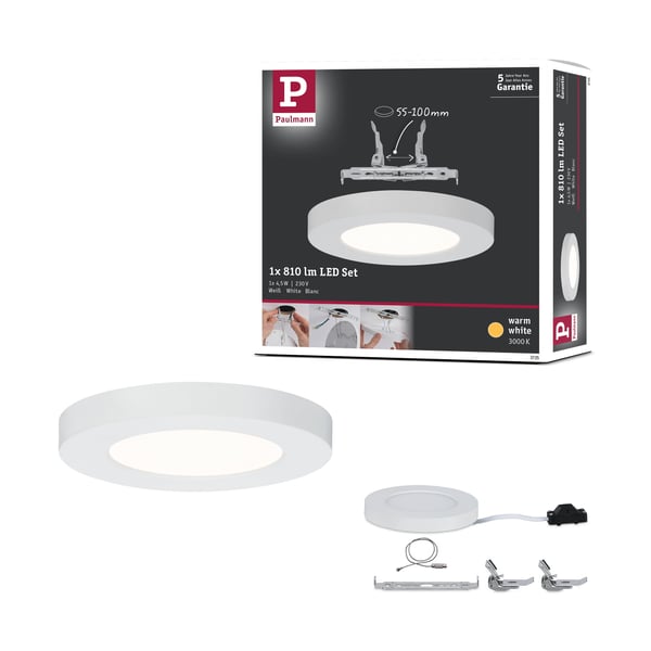 Paulmann Infälld LED panel Cover-it Promo Panel rund 116 mm 4,5W 400lm 3000K Vit matt