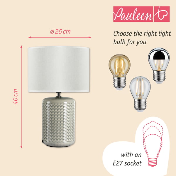 Paulmann Pauleen Bordslampa Go for Glow E27 max. 20W Beige, Grå, Grön