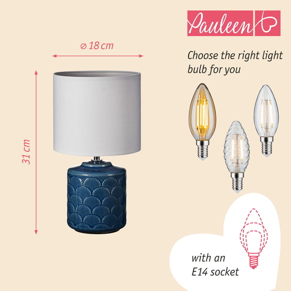 Paulmann Pauleen Bordslampa Glowing Midnight E14 max. 20W Blå, Vit