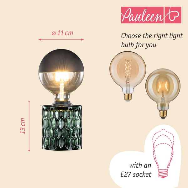 Paulmann Pauleen Bordslampa Crystal Magic E27 max. 20W Grön