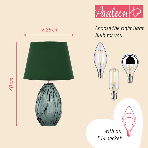 Paulmann Pauleen Bordslampa Crystal Velvet E14 max. 20W Grön
