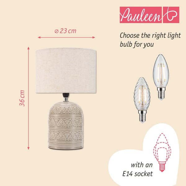 Paulmann Pauleen Bordslampa Tender Pearl E14 max. 20W Beige