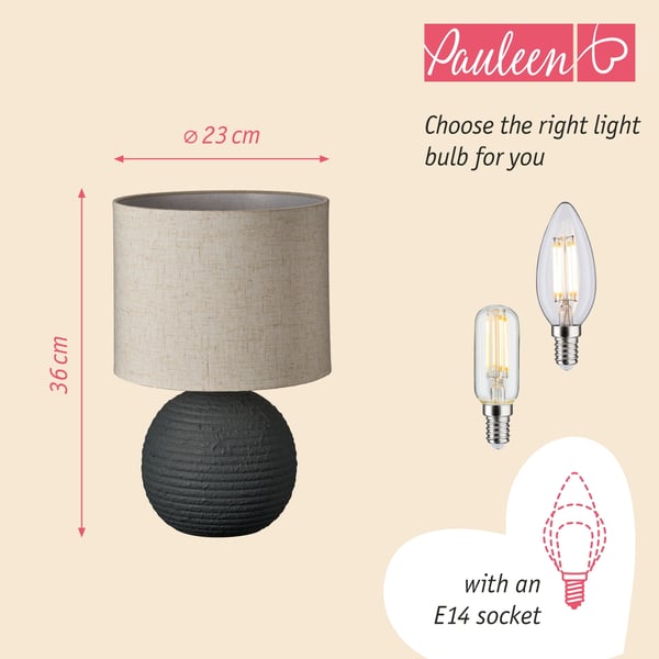 Paulmann Pauleen Bordslampa Pure Beauty E14 max. 20W Antracit, Vit