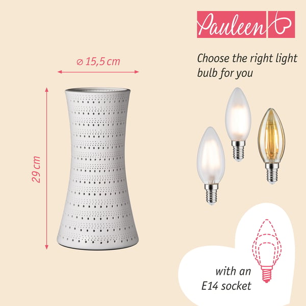 Paulmann Pauleen Bordslampa Dreamy Sunkiss E14 max. 20W Vit matt