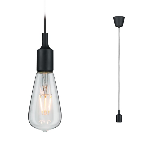Paulmann Neordic Pendellampa Ketil Neordic IP44 E27 max. 20W Svart dimbar Silikon, Plast