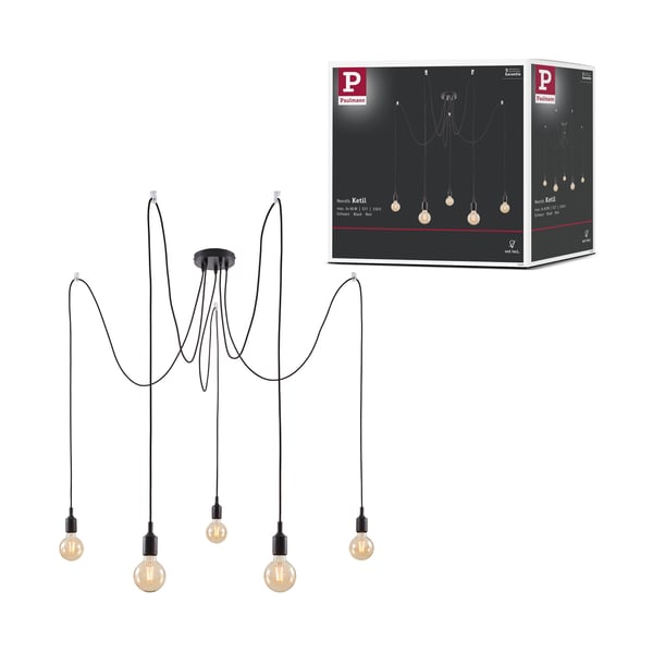 Paulmann Neordic Pendellampa Ketil Neordic E27 max. 5x60W Svart dimbar Silikon, Metall Paulmann Neordic Pendellampa Ketil Neordic E27 max. 5x60W Svart dimbar Silikon, Metall