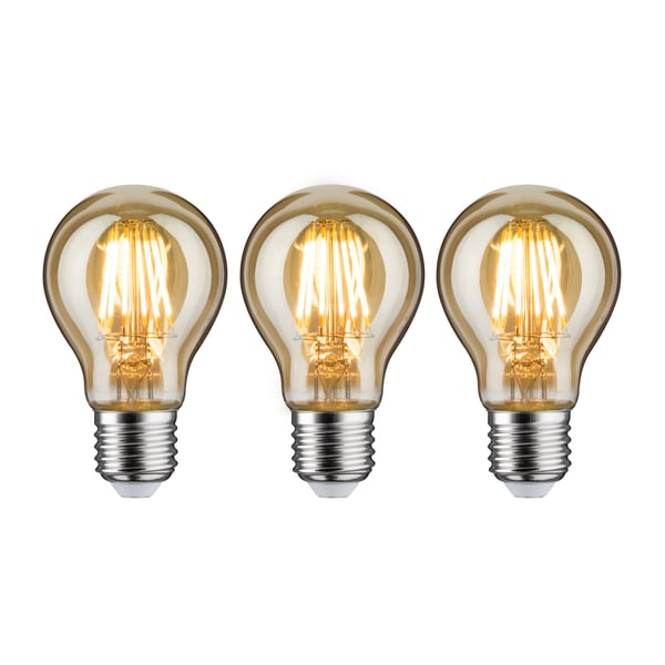 Paulmann 1879 Filament 230V LED-glödlampa E27 3x470lm 3x6W 1700K dimbar Guld