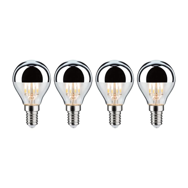 Paulmann Modern Classic Edition Standard 230V LED-droppe Huvudspegel E14 4x440lm 4x4,8W 2700K dimbar Toppreflektor silver