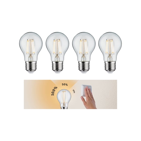 Paulmann Filament 230V 3-Step-Dim LED-glödlampa E27 4x470lm 4x5W 2700K dimbar Klar