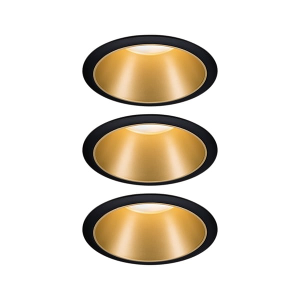Paulmann Smart Home Zigbee Set Smart Home Zigbee 3.0 Inbyggd lampa Cole + Zigbee Coin IP44 rund 88 mm 3x6W 3x470lm 230V dimmbar 2700K Schwarz/Gold matt
