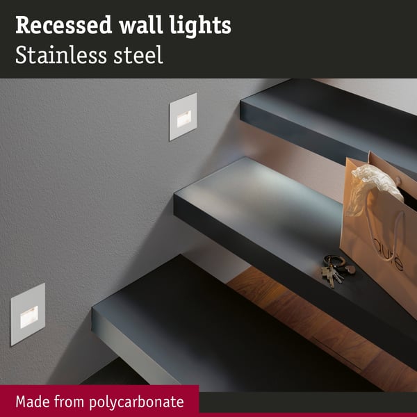 Paulmann Set LED infälld vägglampa Edge vinkelformad 80x80 mm 3x1,2W 3x50lm 230V 2700K Krom matt